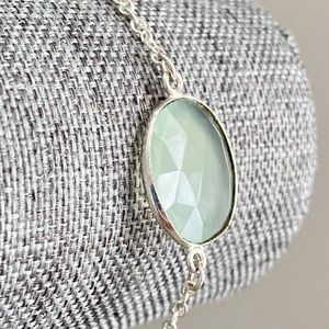 New Isabella M. Aqua Chalcedony Quartz .925 Sterling Silver bracelet- 8”